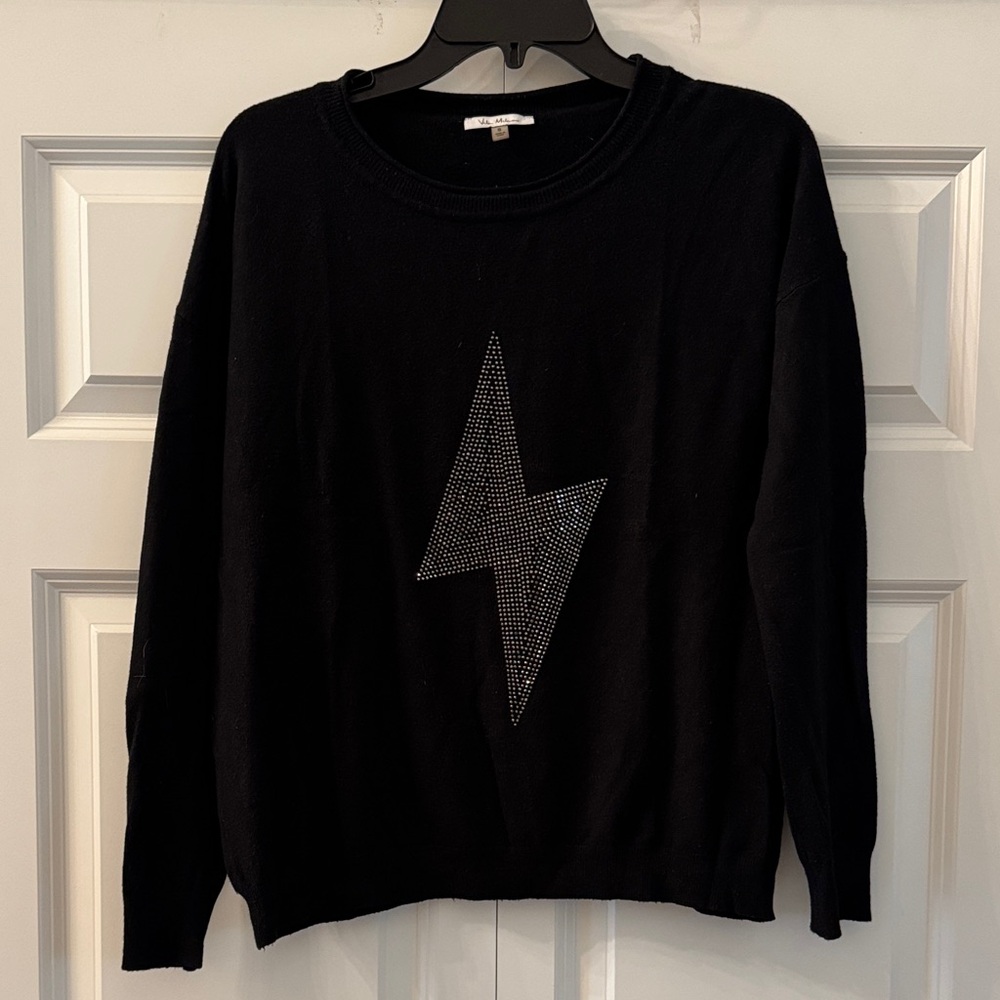 Black Sweater with Lightning Bolt Design